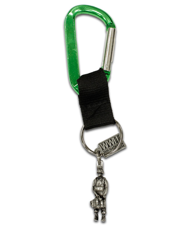 Pewter Paratrooper Carabiner chain with WWII Museum Logo
