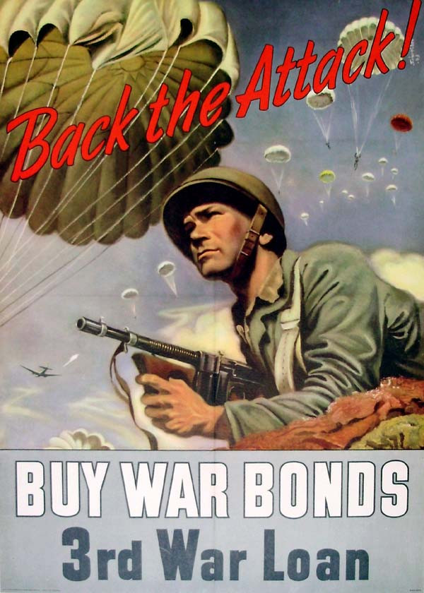 Back The Attack War Bond Paratrooper WWII Poster - The National