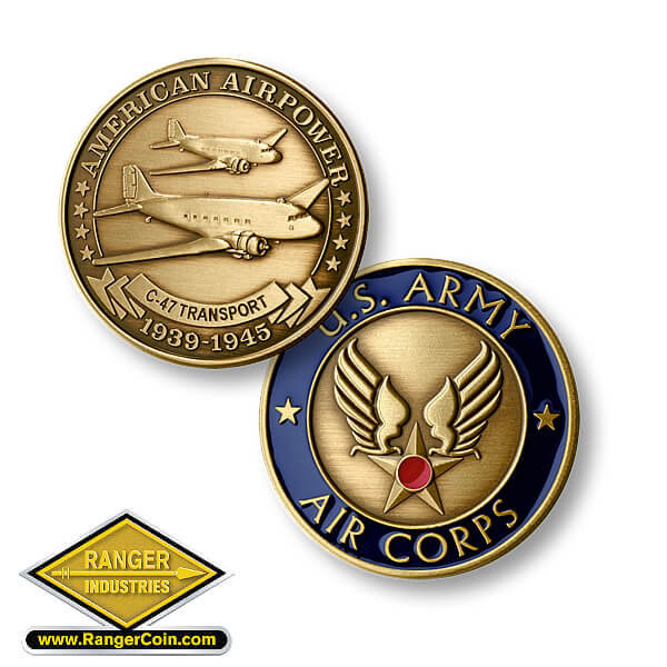 Commemorative US Army Air Corps C-47 Skytrain Challenge Coin