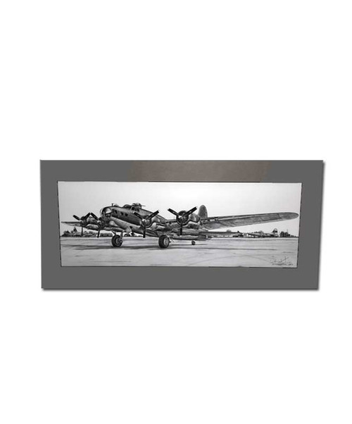 B17 Flying Fortress Matted Print 12 in x 5 ¾ in