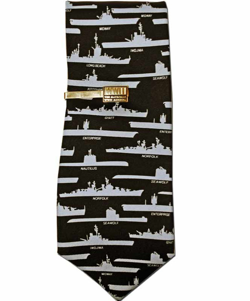 WWII US Navy Ships and Submarines Silk Necktie
