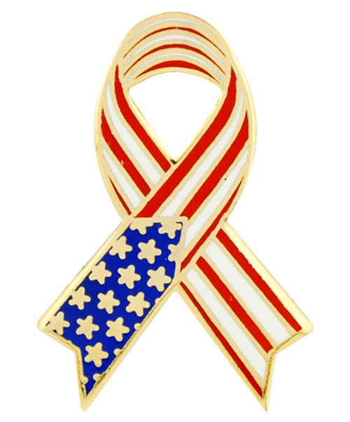 USA Flag Ribbon Lapel Pin