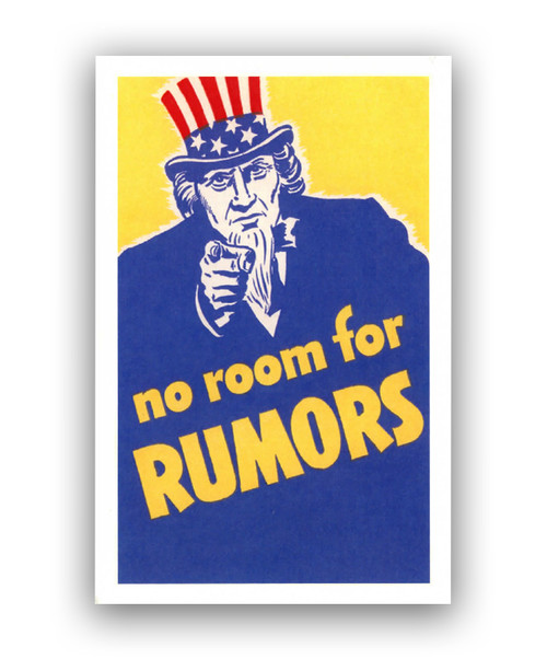 No Room for Rumors Uncle Sam Pointing Postcard