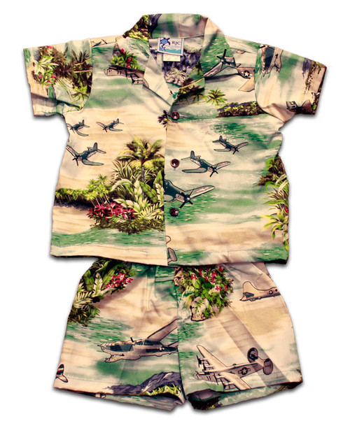 Toddler WWII Fighters Shirt and Short Set Hawaiian