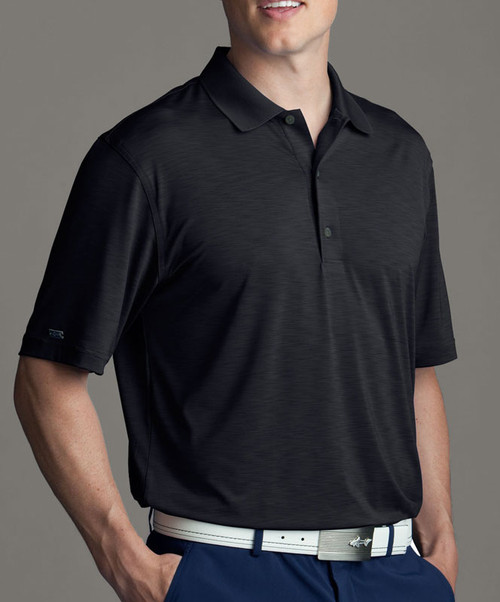 Greg Norman Mens Black Heather Golf Polo