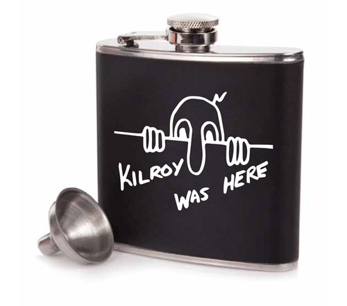 Kilroy Was Here Faux Leather Flask