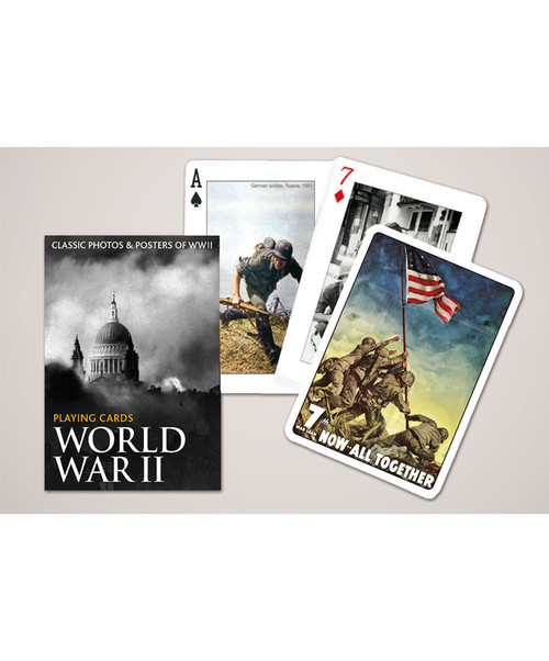 image of WWII playing cards including the box as well as a few of the cards fanned out