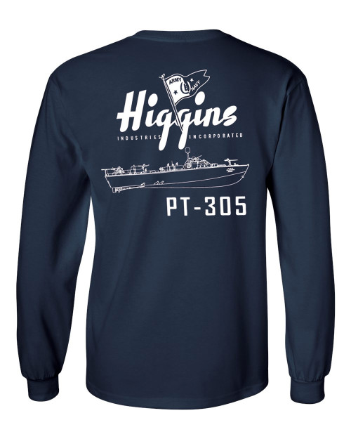 image of the back of the Higgins PT-305 Long Sleeve T-Shirt