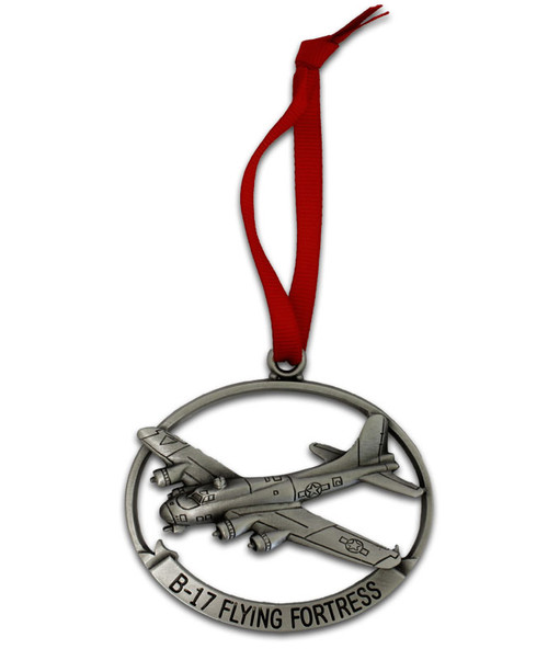 detailed image of b-17 flying fortress pewter ornament