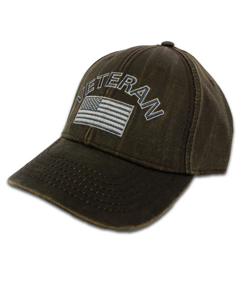 Olive Green Veteran Cap with American Flag