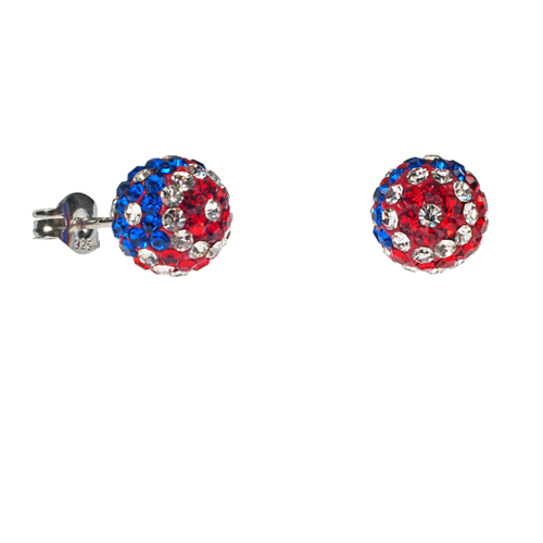 Pave Flag Ball Earrings