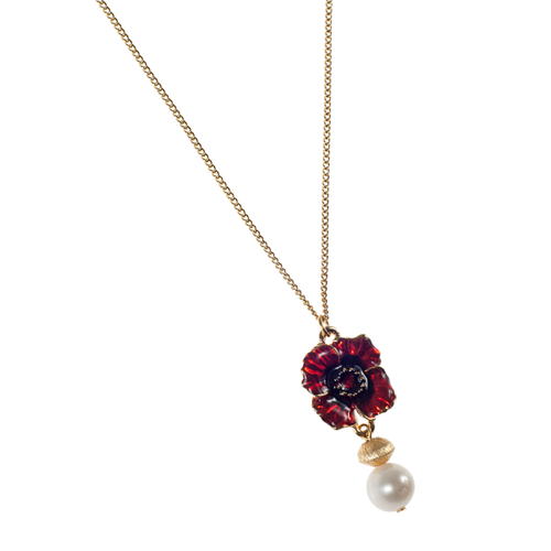 Poppy Gold and Pearl Necklace