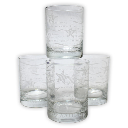 Mignon Faget WWII Road to Tokyo Glassware Set of 4 (Final Sale)