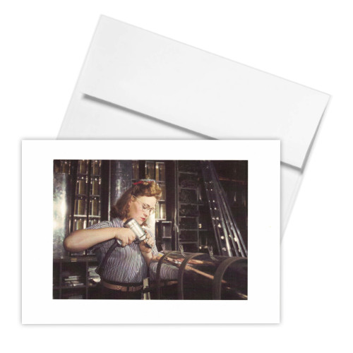 Woman With Drill Greeting Card