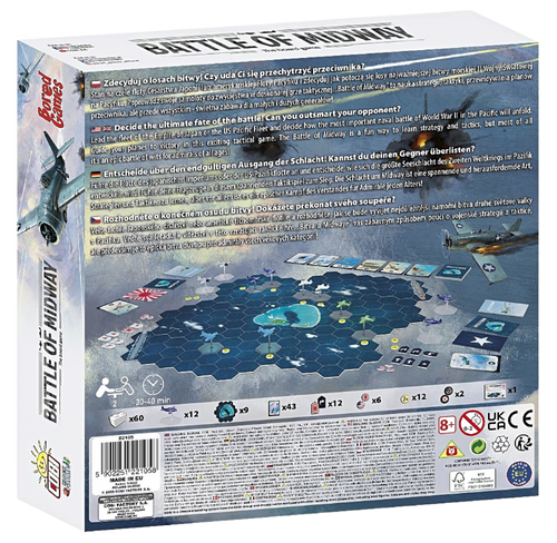 image of the back of the  box for Battle of Midway Board game by Cobi