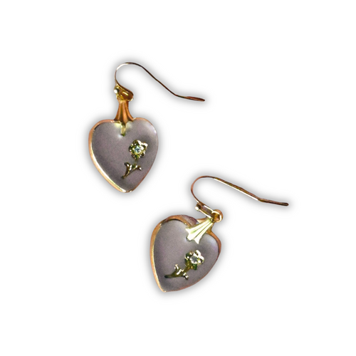 Vintage Glass Heart Earrings, National WW2 Museum Store