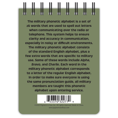 Military Alphabet 4" Jotter Note Pad Military Alphabet 4" Jotter Note Pad