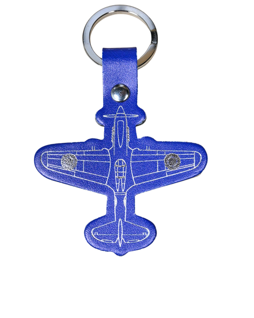 Spitfire Blue Leather Cut-Out Keyfob
