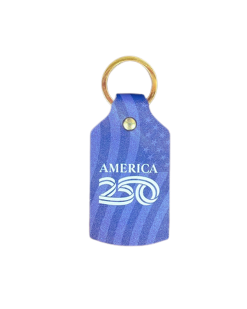 America 250 WWII Logo Large Square Leather Keyfob