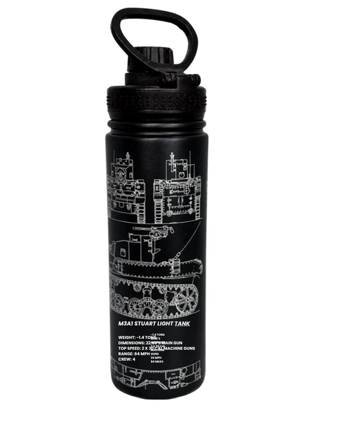 WWII Tanks Blueprint 20oz Water Bottle