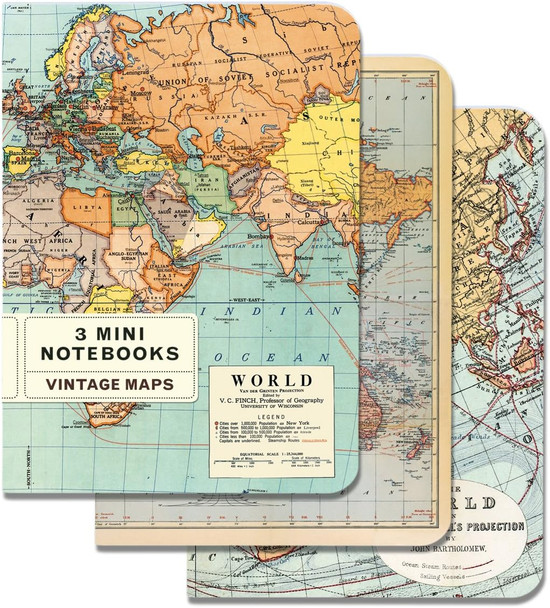 Vintage Map Mini Notebook Set