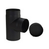 Pieza en T 90 grados diámetro 120 mm acero de paredes gruesas negro