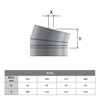 Codo de tubo de estufa 15 grados - diámetro 125 mm acero inoxidable de pared simple