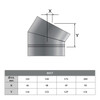Codo de tubo de estufa 30 grados - diámetro 125 mm acero inoxidable de pared simple