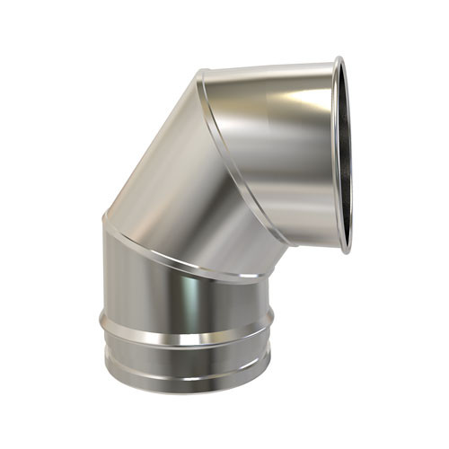 Codo fijo 90 grados diámetro 150 mm Pared simple acero inoxidable