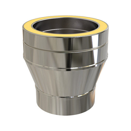 Pieza de conexión inferior simple 130 mm a doble pared 125 mm diámetro macho 125 mm doble pared aislado