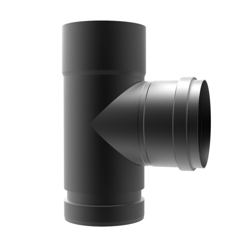 Te esmaltado negro mate 90 grados hembra diametro 100 mm