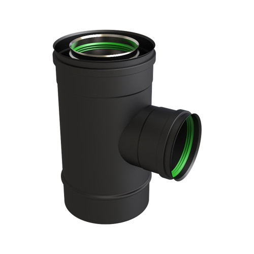 Tubo concéntrico pieza T hembra 80/125 mm negro