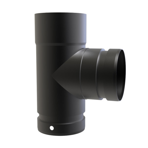 Te esmaltado negro mate 90 grados diámetro macho 125 mm