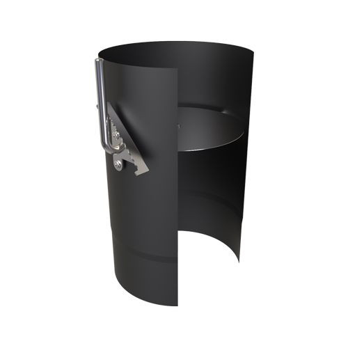 Tubo de estufa de 25 cm con válvula de mariposa de diámetro 125 mm de acero inoxidable de pared simple negro