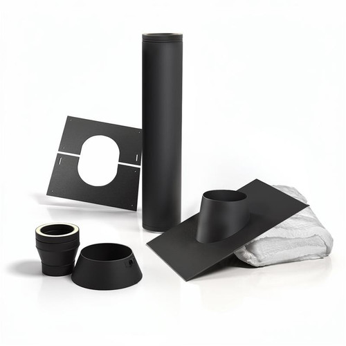 Kit pasatechos Premium negro con placa aluminio para cubierta inclinada Ø 100 mm