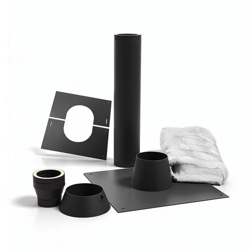Kit pasatechos premium negro con placa aluminio para cubierta plana Ø 125 mm