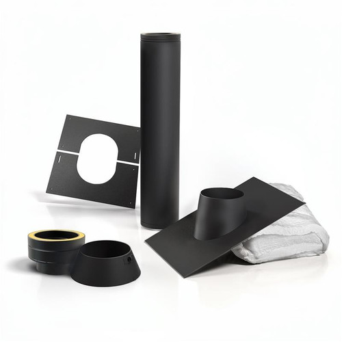 Kit pasatechos Premium negro con placa aluminio para cubierta inclinada Ø 175 mm