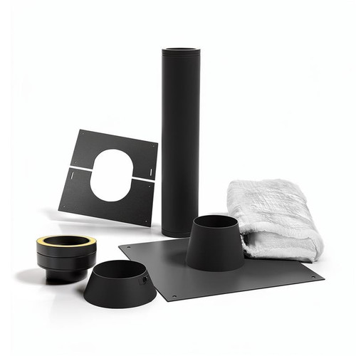 Kit pasatechos premium negro con placa aluminio para cubierta plana Ø 175 mm