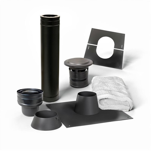 Kit pasatechos marca propia negro con placa de aluminio para cubierta plana Ø 150 mm