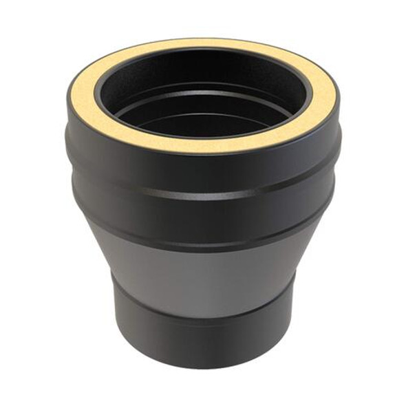 Pieza de conexión inferior EW 130 mm a DW 125 mm diámetro exterior 125 mm con aislamiento de doble pared RAL9004 Pieza de conexión inferior EW 130 mm a DW 125 mm diámetro exterior 125 mm con aislamiento de doble pared RAL9004