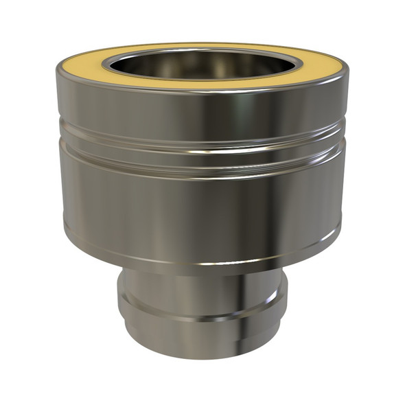 Adaptador plano Hembra de Simple Pared 80 a Doble Pared Ø 100/150 mm, con Junta de Silicona