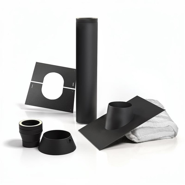 Kit pasatechos Premium negro con placa aluminio para cubierta inclinada Ø 125 mm