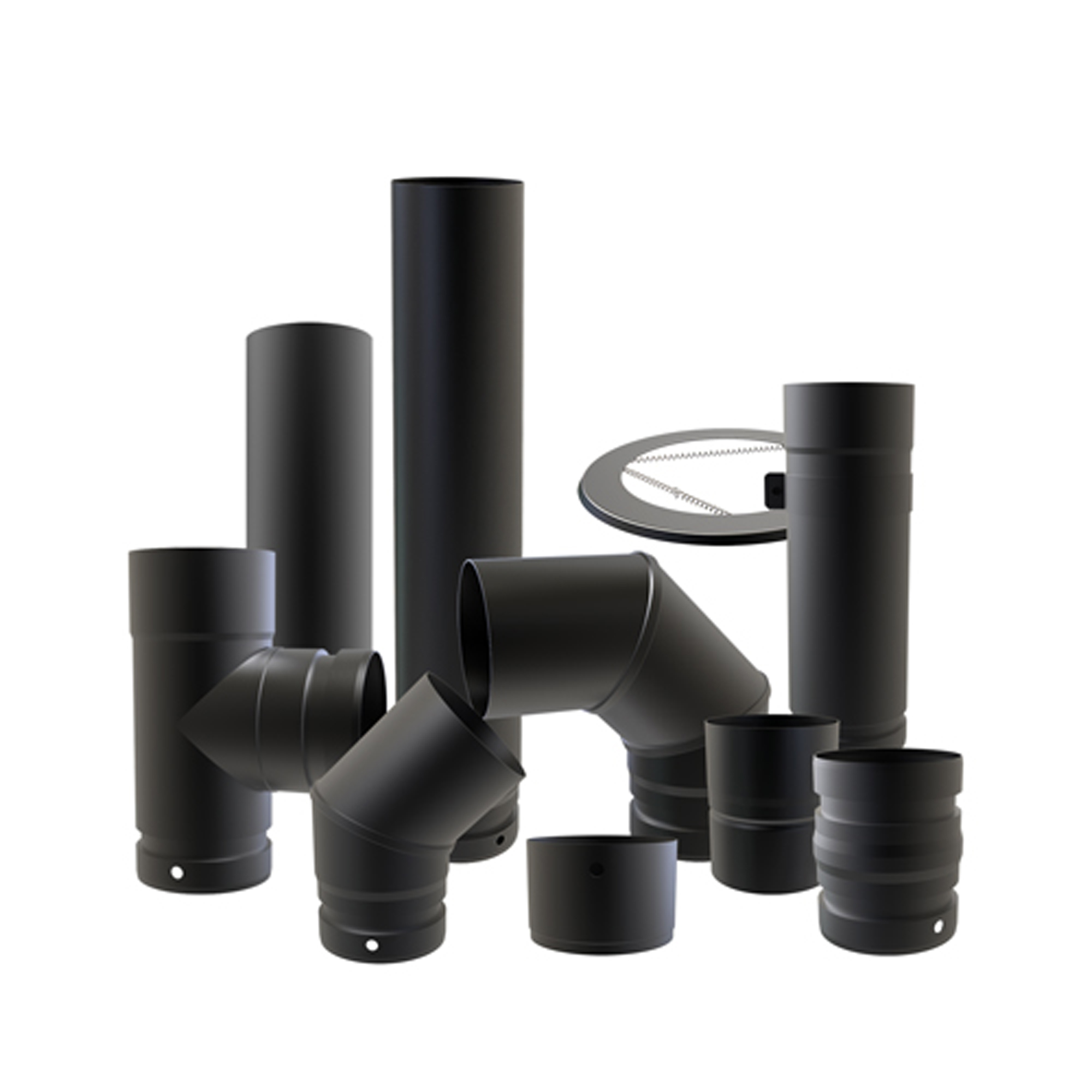 Tubos de esmalte negro mate de 100 mm