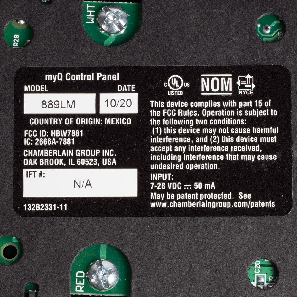 LiftMaster MyQ 889LM Control Panel