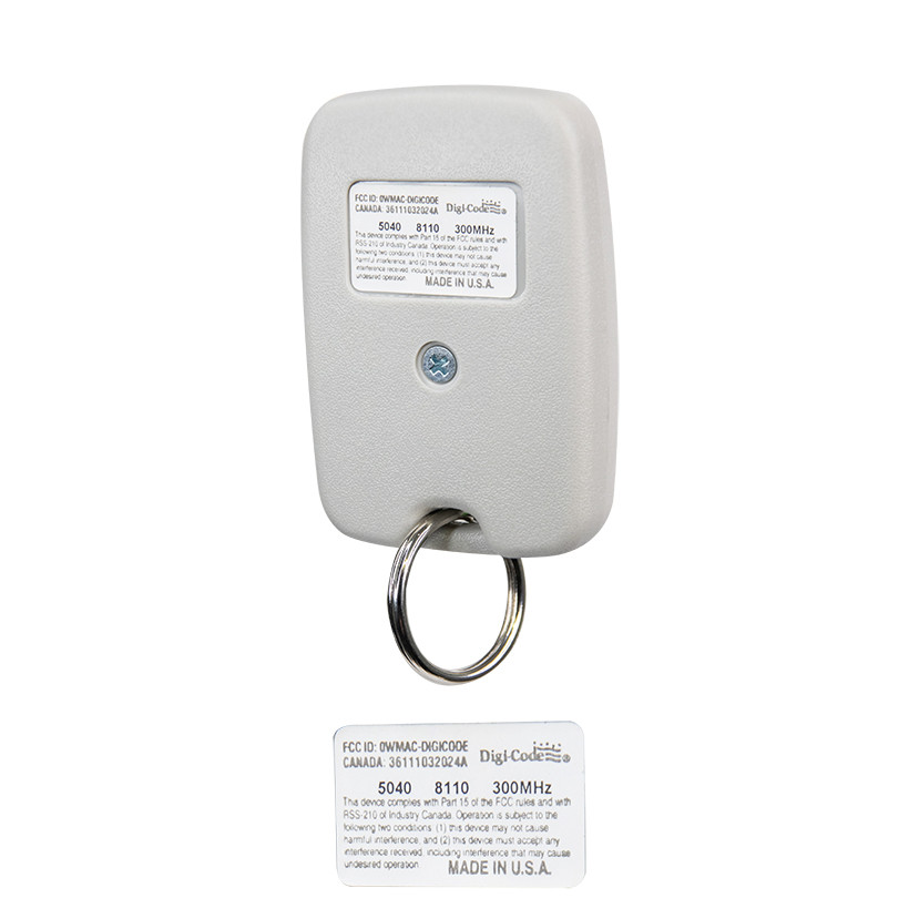 Digi-Code DC5040 1-Button Garage Door Opener Keychain Transmitter
