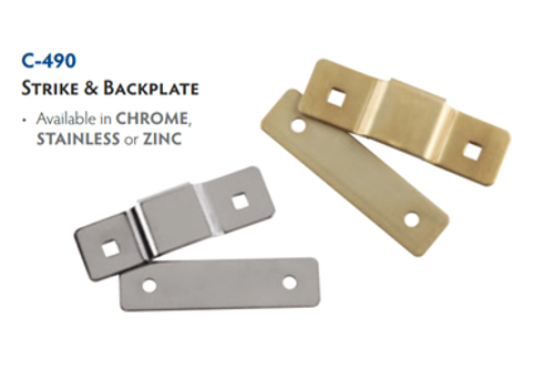 C-490-BP Back Plate for Flat Door Latch Strikes CHROME or ZINC 