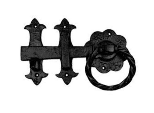Gate Latch & Handle, 5-3/8" x 9" Pressed Alum, Black