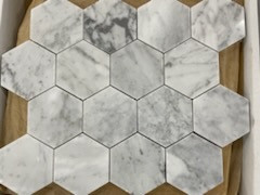 STILARTE BIANCO CARRARA 3" HEXAGON POLISHED