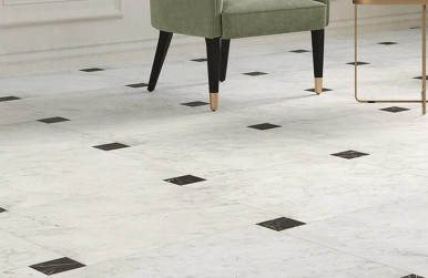 UNICOM - MARMOREA - CARRARA 12X12 (MIXED WITH NERO MARQUINA 3X3 DOTS SOLD SEPARTE)