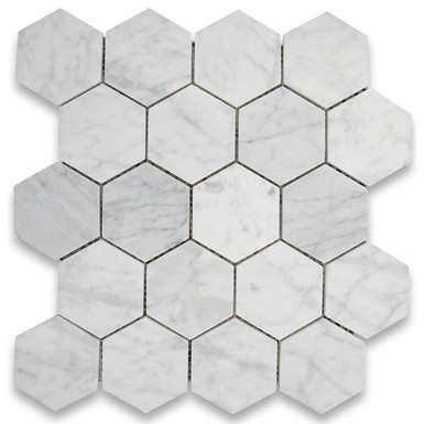 STILARTE BIANCO CARRARA 3" HEXAGON POLISHED